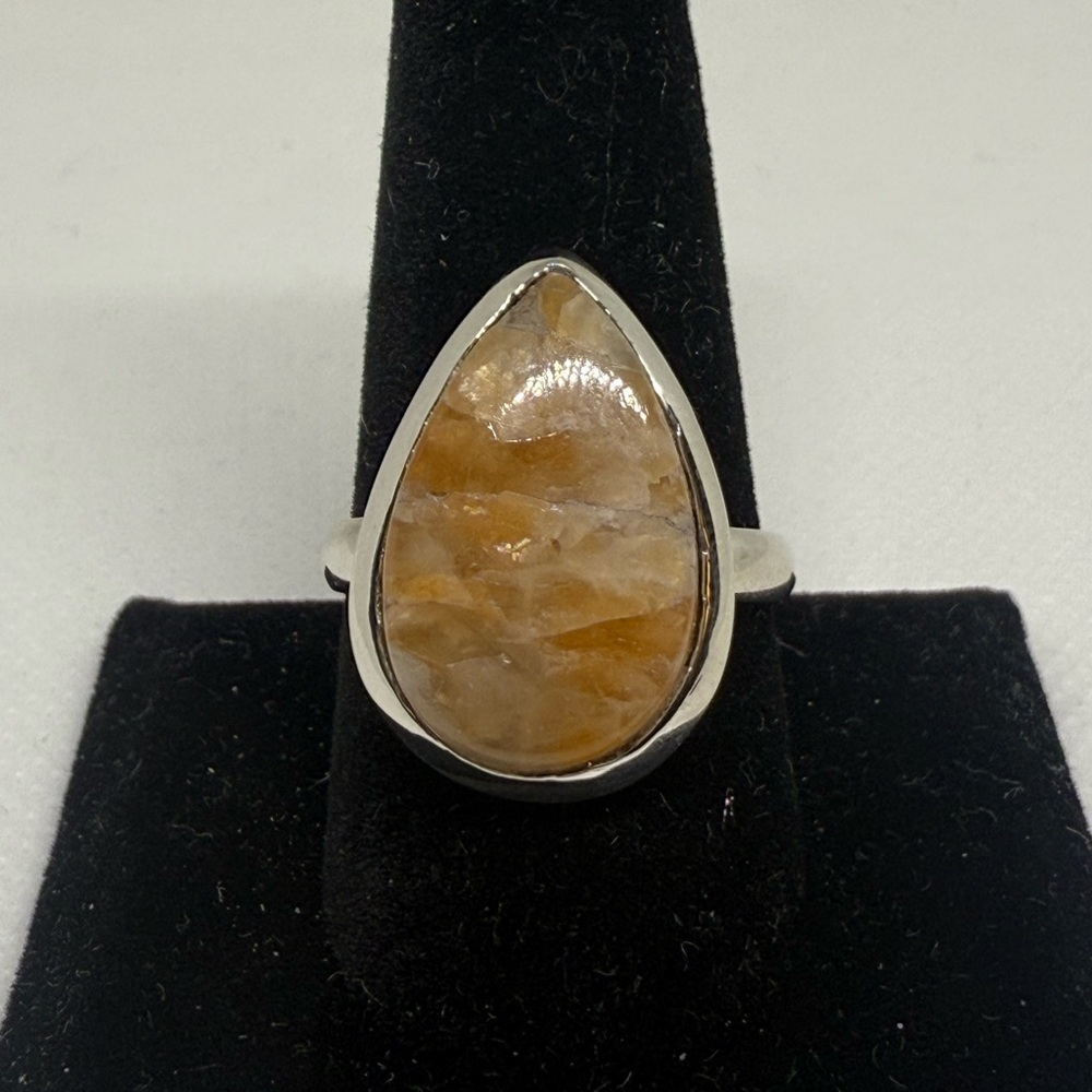 Silver and Gold-Toned Teardrop Ring